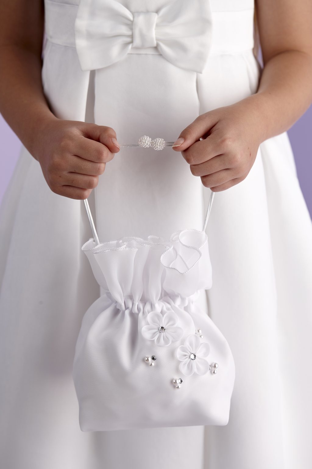 Pink Princess First Communion Purse for Girls - White Satin Purse with  Organza Trim : Amazon.in: Clothing & Accessories