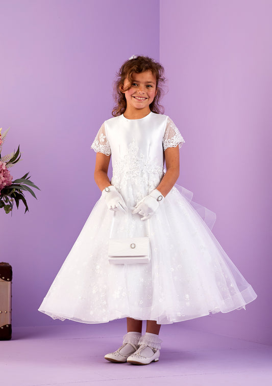 2025 Esme White Waterfall Back Holy Communion Dress