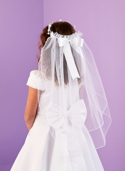 Sophie Veil with Flower and Pearl Detail Headring