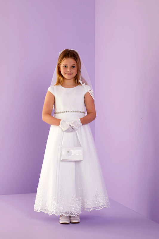 Harper Elegant Holy Communion Dress with Organza Skirt SALE